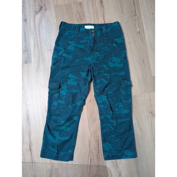 Anthropologie Size 28P Austin Cargo Pants Camo Straight Leg Cropped - Picture 2 of 11